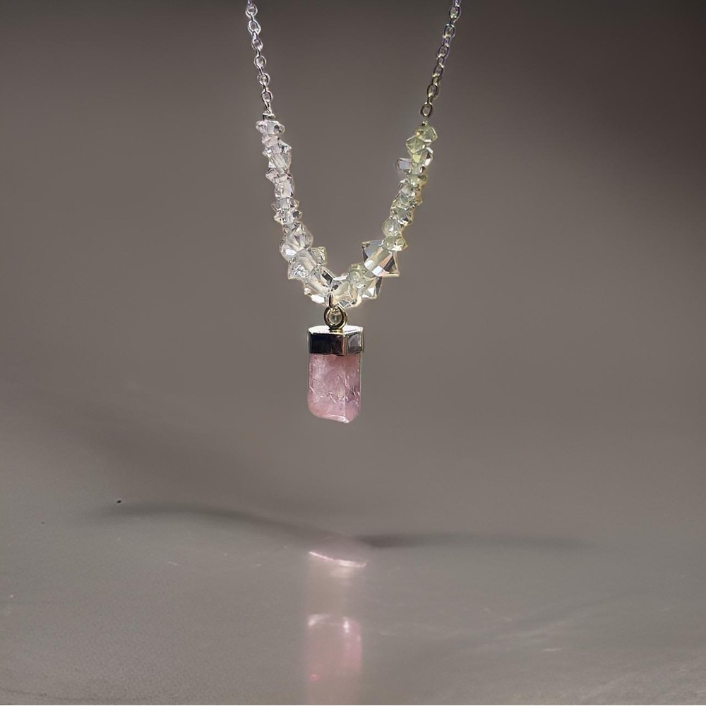 Hand Crafted Diamond & Morganite Charm Necklace - Picture 2 of 8